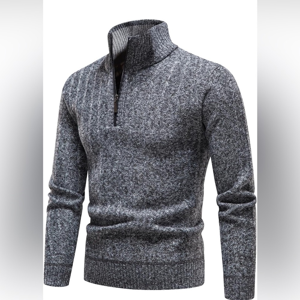 NEW tags Men’s Sweater, size medium, color Grey Mylldey Quarter Zip Pullover